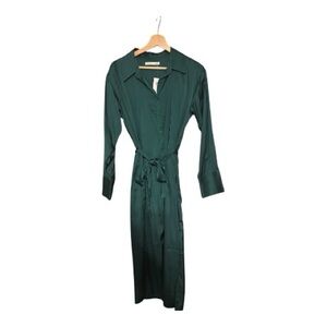 Abercrombie & Fitch Green Silk Shirt Dress Holiday Dress size S